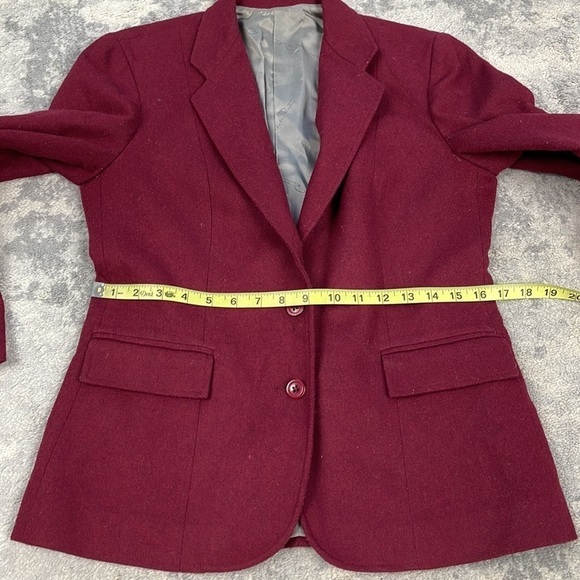 Oscar De La Renta Red Wine Wool Blend Blazer Boss Career Holiday Vintage Sz 10 - Picture 6 of 13